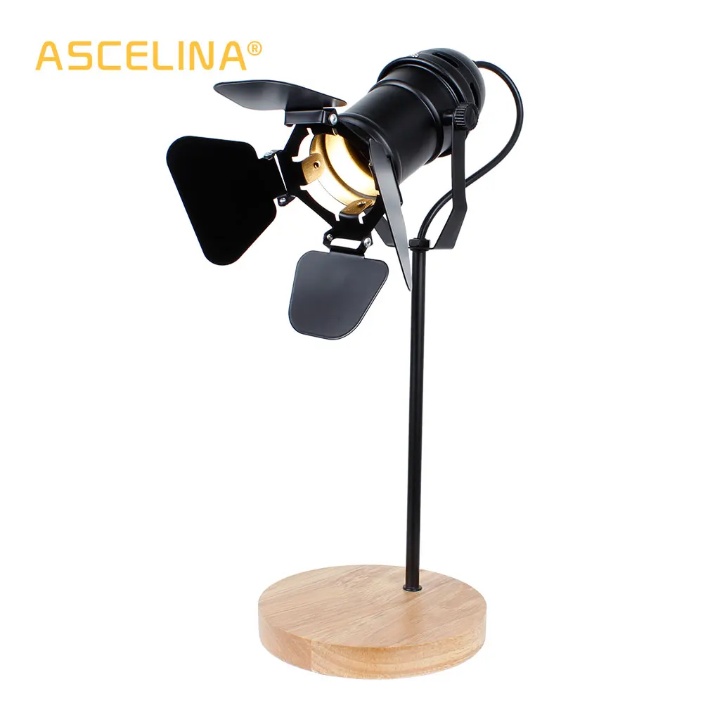  ASCELINA Vintage Led Desk Lamp Wooden Table lamp Flexible Adjustable Reading Light Office Home Deco