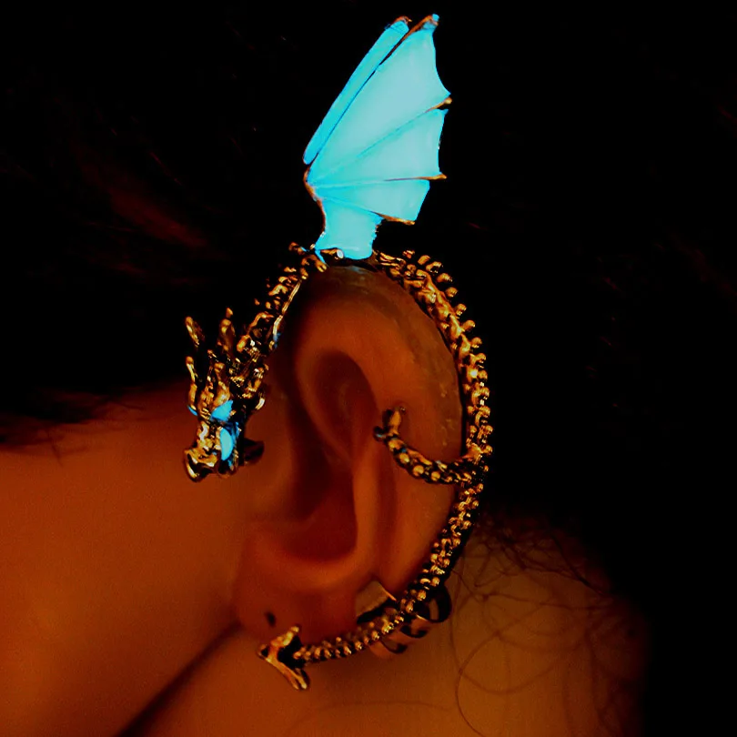

The dragon Ear Cuff cobra Ear Cuff GLOW in the DARK dragon Ear clip earrings Stud Earrings Clip Earrings WOMEN girls boys gift