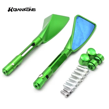 

Aluminum Motorcycle Rearview Mirrors Blue Glass Rear View Side Mirror Universal for HONDA CBR 600 F2,F3 F4i Kawasaki Z1000 Z800