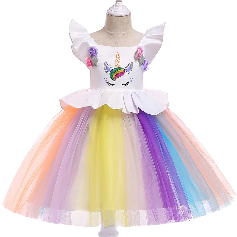 Г., платье для маленьких девочек на Хэллоуин костюм с изображением единорога Детские платья для девочек, платье принцессы для свадебной вечеринки для детей 2, 3, 4, 8, 10 лет
