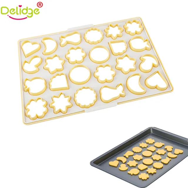 delidge 1 pc 24 shapes cookie cutting sheet plastic star moon heart plastic cookie sheet