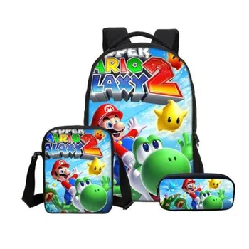 

Cartoon Super Mario 3D Printing Backpacks For Boys Girls Kid 3Pcs/Set School Bag Bookbag Shoulder Bag Children Mochila Escolar