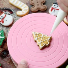 360 градусов мини-пластиковая розовая Поворотная подставка для изготовления печенья, подставка для украшения торта, поворотный стол, принадлежности для выпечки кондитерских изделий