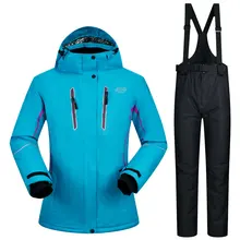 Высокое качество женский лыжный костюм водонепроницаемый ветрозащитный женский зимний жакет и брюки наборы с хлопковой подкладкой зимняя одежда для прогулок сноуборд