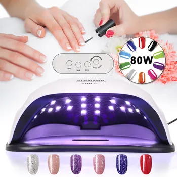 

80W UV LED Nail Lamp Professional Sunlight Nail Gel Dryer Machine Fingernails Toenails Curing Equipment Nail Art Tool