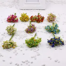

cheap 12pcs/ lot Stamens Artificial Flower Bouquet For Wedding Decoration DIY Wreath Gift Scrapbooking Flower Craft