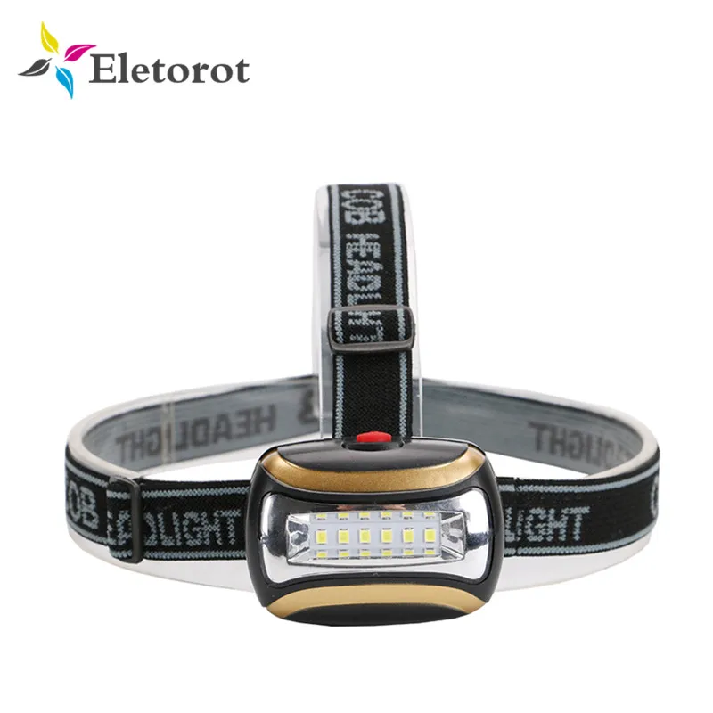 

Eletorot LED Headlight 6 *COB Headlamp 3 Modes Outdoor Camping Front Flashlight Head Torch Lamp Light For 3 AAA batteries