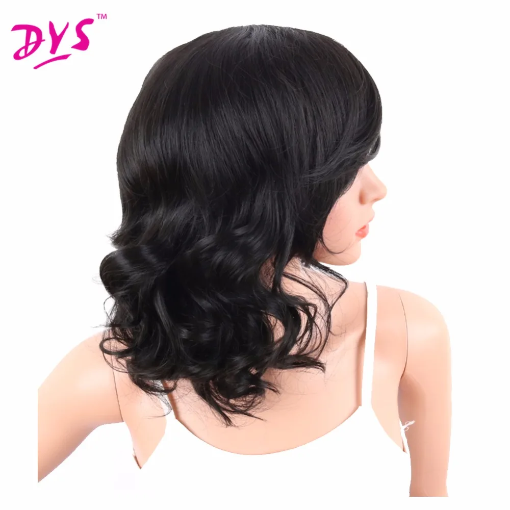 Deyngs Big Curly Synthetic Wigs with Bangs Japanese Kanekalon Fiber Heat Resistant Full Wigs for Women Girls Lady Natural Black (3)