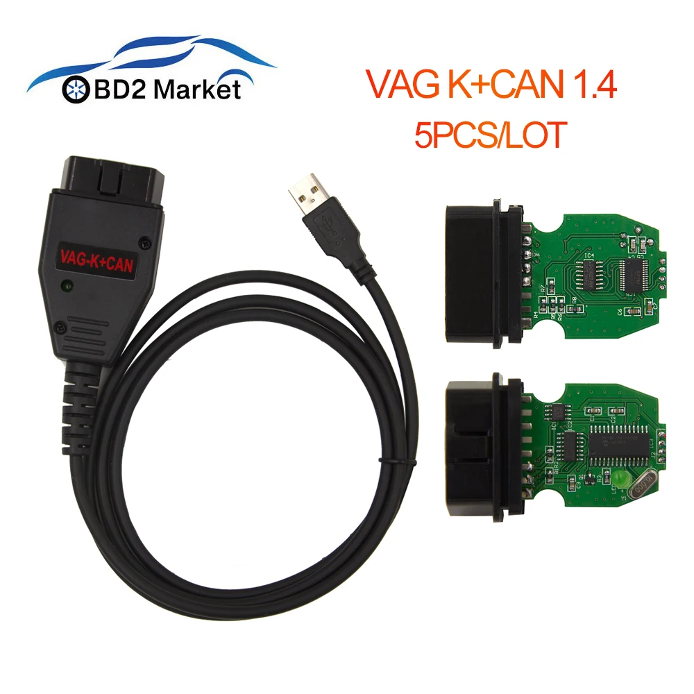 VAG K+ CAN Commander 1,4 k+ can диагностический кабель с чипом FTDI FT232RL VAG v 1,4 commander для VW/AUDI/SKODA/SEAT 5 шт./лот