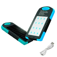SIBAINA 8000mAh Solar Power Bank + LED Camping Light Backup Battery Solar Charger Portable Rechargeable for Mobile Phones