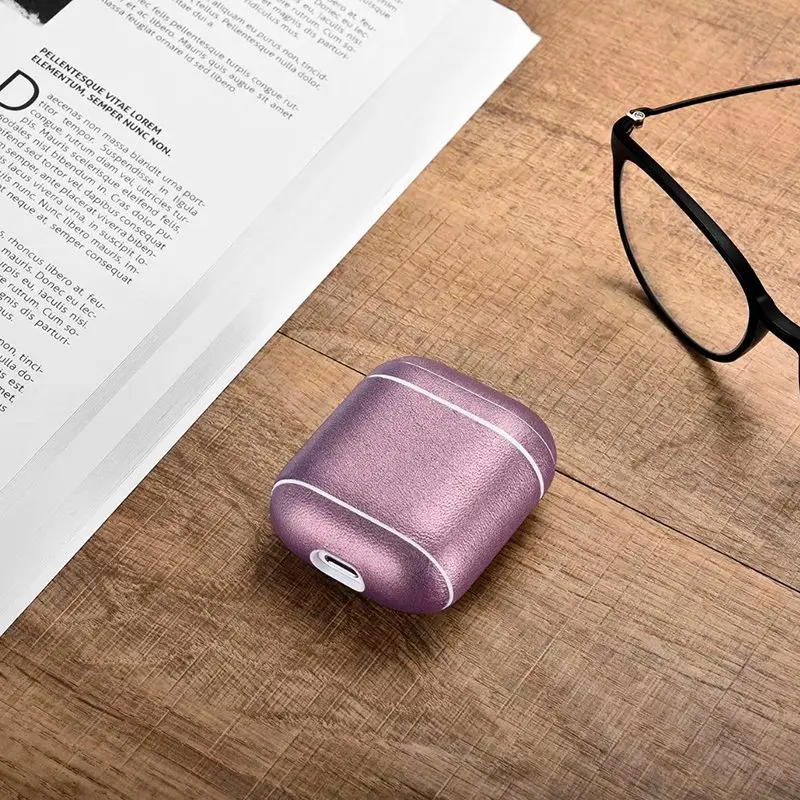 Icarer блестящий чехол из натуральной кожи для Apple Airpods противоударный чехол для Apple гарнитура для Airpods чехол s Air Pods защитный чехол - Цвет: Фиолетовый