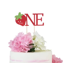 Клубника один торт Топпер 1st украшение для именинного торта Клубника день рождения украшения для торта наборы; детский душ украшения