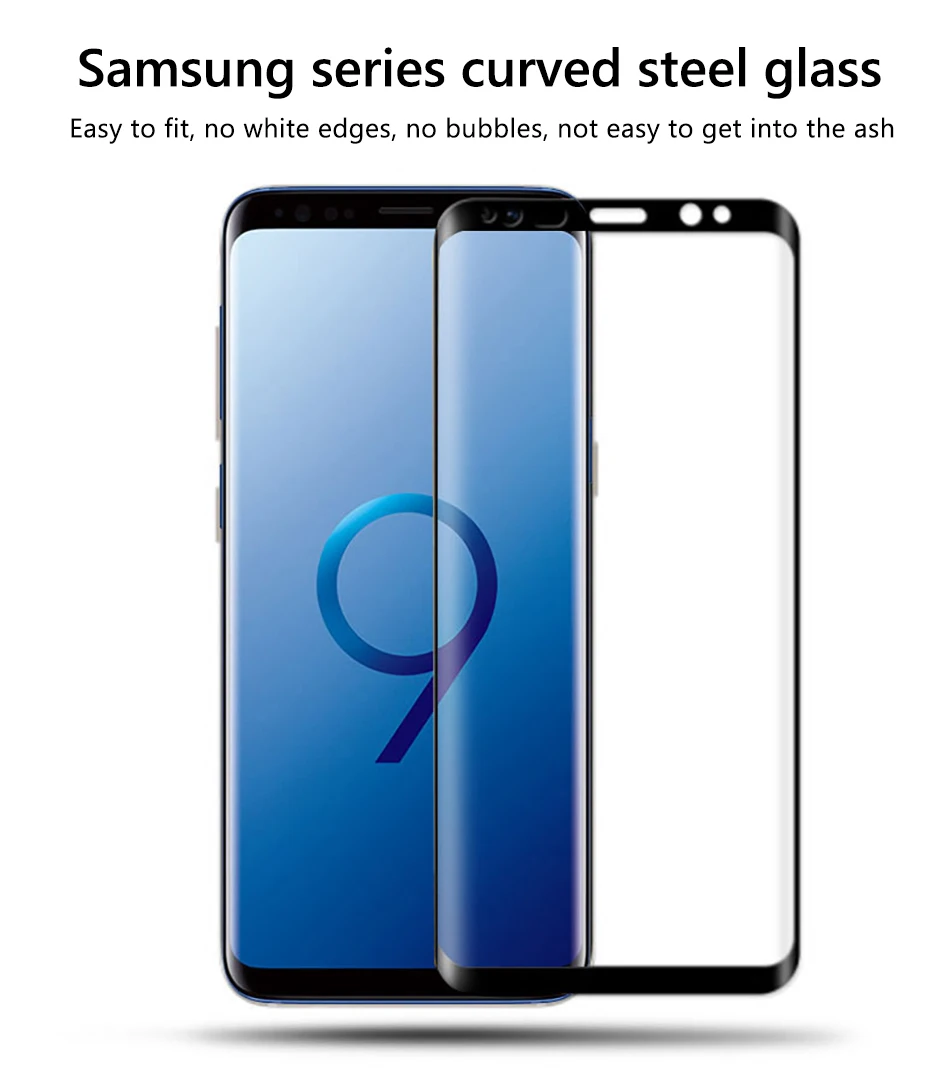 !ACCEZZ Curved Coverage Tempered Glass Film For Samsung S8 S9 Plus Note 8 Anti-fingerprint Protector Screen Front Clear Films (1)