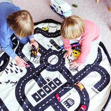 INS Детский круглый шоссейный игровой коврик Многофункциональный портативный хранение детских игрушек сумка Детский ползающий круглый ковер домашние украшения для комнаты