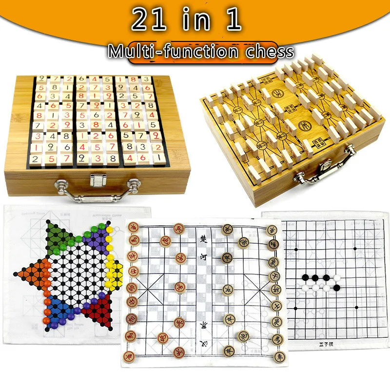 

2019 Children's Multi-Purpose Chess Flying Chess Backgammon Backgammon Student Game Chess Puzzle 21 In 1
