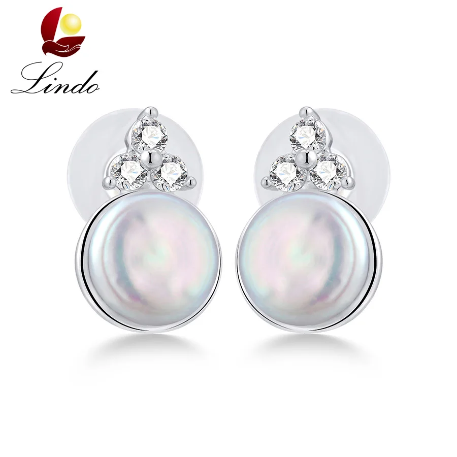 

New Arrivals Vintage Natural Baroque Stud Earrings For Women Fashion Zircon 925 Sterling Silver Wedding Jewelry Freshwater Pearl
