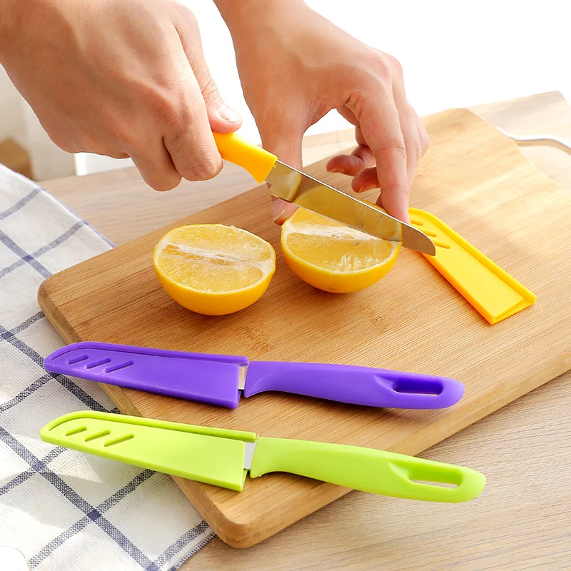 

Stainless Steel Portable Fruit Knife Candy-Colored Fruit Knife Cutting Fruit Tools Multiple Colour Household Get Together