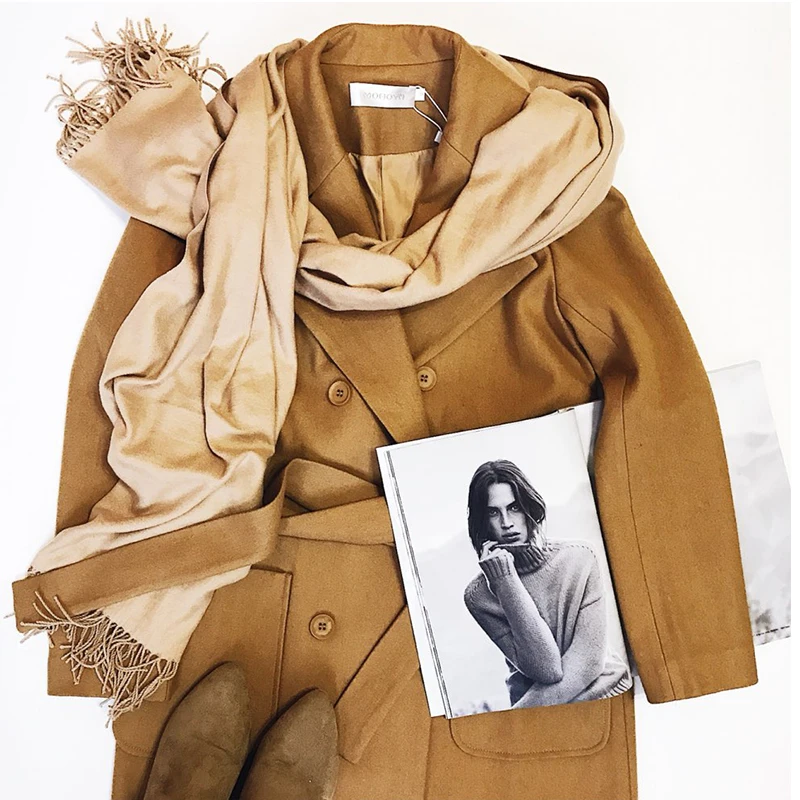 Manteau Pour Manteaux Laine Haute Qualité Camel Femmes D'hiver Longue En Outwear Mélanges Cachemire Camkemsey 2018 Élégante UwHHq