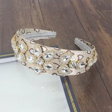 Модная винтажная Новинка, звездное шоу, ручная работа, стразы, цветок, корона, барокко, королева, выпускной, широкая повязка для волос, диадема, Кристальные украшения для волос