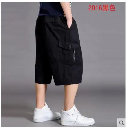 Новинка, летние мужские повседневные свободные тонкие брюки карго длиной до икры, повседневные брюки «бермуды» цвета хаки L-4XL 5XL 6XL - Цвет: 2016 black