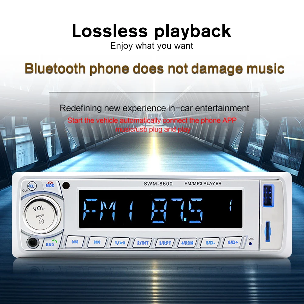 Podofo Car Radio 1 din In-dash Autoradio FMBluetoothSDUSBMP3 Multimedia Player Remote Control 12V 4-channel output Autoradio (6)