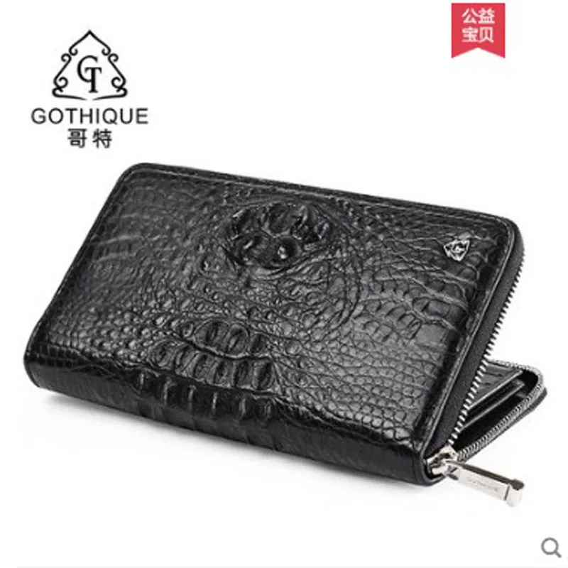 

gete 2019 Crocodile leather wallet long style men's Thai leather business handbag men's bag zipper large capacity handbag men's