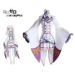 Emilia Косплэй re: zero Hajimeru Isekai Seikatsu начинать жизнь в другой мир японского аниме Белый костюм