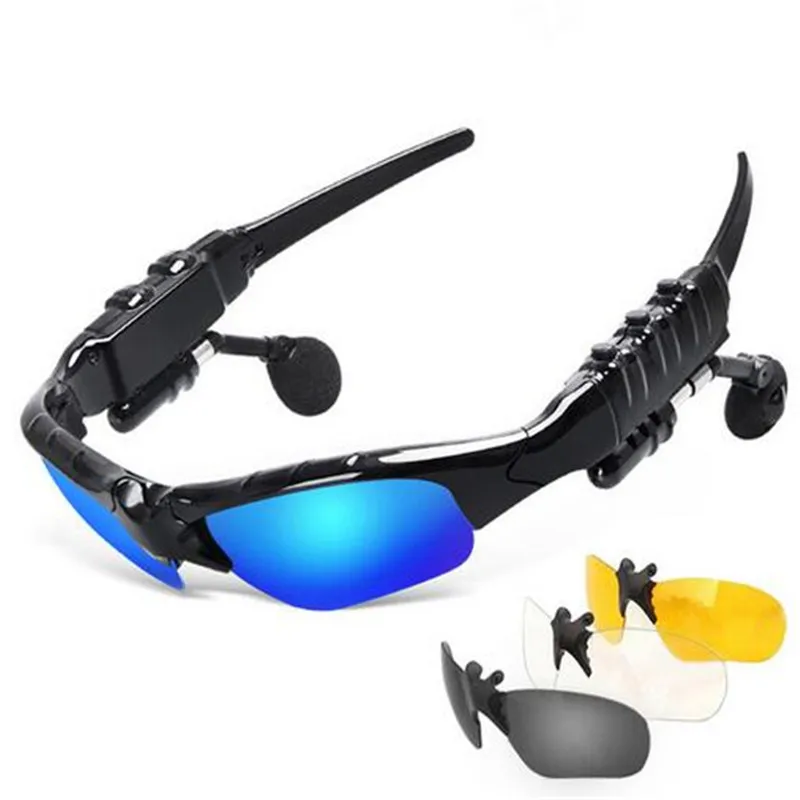 Уличные поляризованные солнцезащитные очки Bluetooth наушники беспроводные наушники с микрофоном стерео гарнитура для huawei Callphone fone de ouvido - Цвет: Blue len add 3 lens