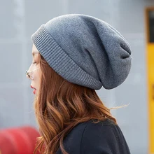 Для Женщин Зимняя шапка вязаные шерстяные шапочки Женская мода skullies повседневное открытый лыжный шапки толстые теплые шапки для