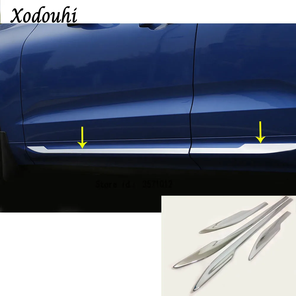 

For Volvo XC60 2018 2019 car styling cover detector ABS Chrome Side Door Body trim stick Strip Molding frame part moulding 4pcs