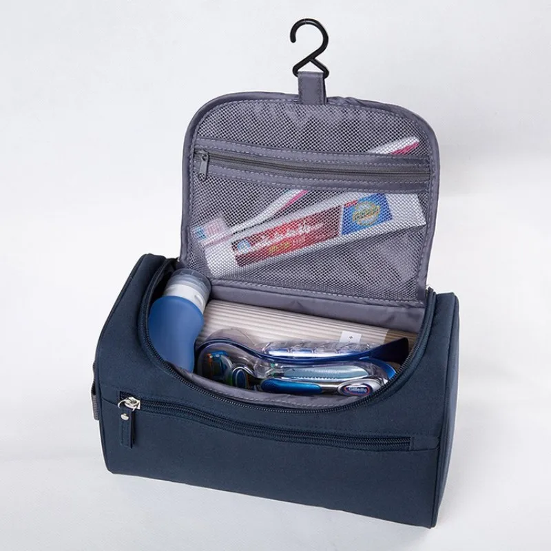 Alghlh ومي للجنسين الأزرق طباعة شنقا الزينة واضح السفر حقيبة التخزين التجميل تحمل الزينة الحمام منظم للسفر