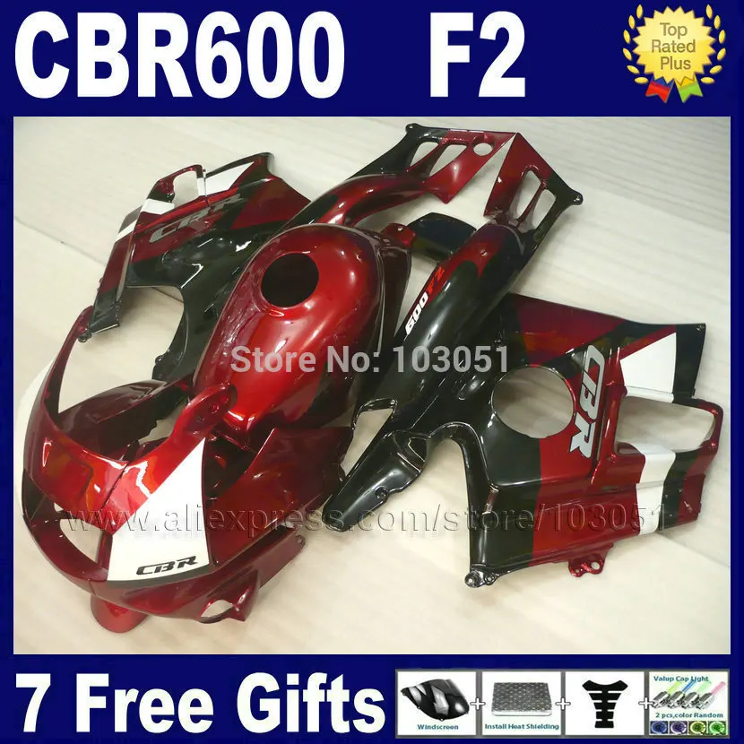 

Custom fullset fairings kits for Honda red black 1993 1994 CBR600 F2 1991 1992 CBR 600 F2 92 93 CBR600 F 91 94 fairing kits+ tan