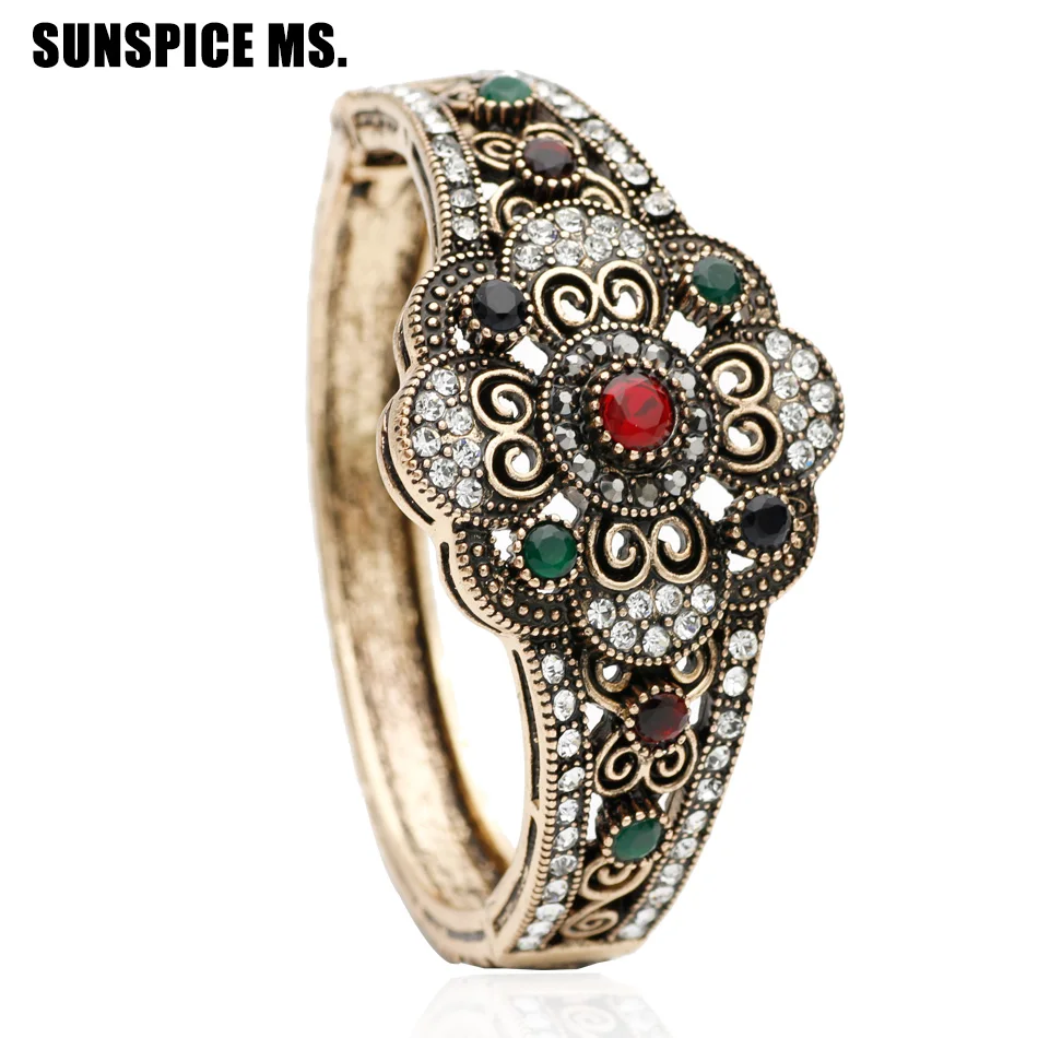 Brand Design Bohemian Women Flower Vintage Bangle Bracelets Antique