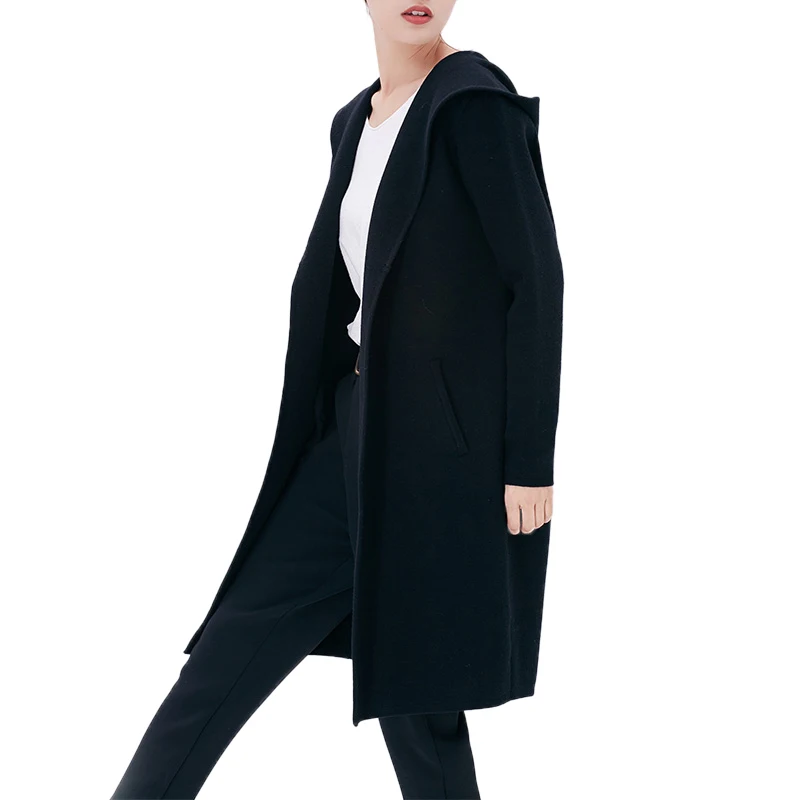 Cardigan Hooded Knit Jackets Loose Elastic 2018 Womens Spring Fashion Sweaters Long sleeves Coats Solid color Large size Female |