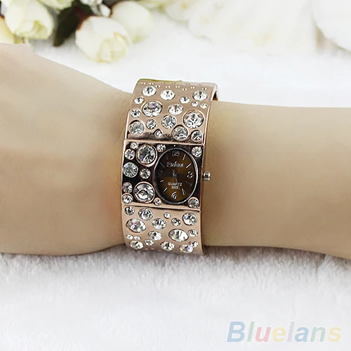 

2014 New Hot Women Fashion Dial Rhinestone Crystal Bracelet Bangle Quartz Wrist Watches 02R4 4MG6