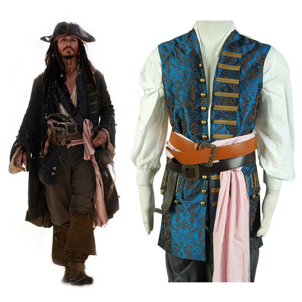 Pirates of The Caribbean 4 Jack Sparrow Cosplay Costume Jack Sparrow Vest Only new science fiction movies avatar pirates of the caribbean jack tv supernatural mens wallets female purse cards coin zip bolsa