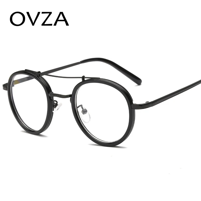 

OVZA Retro Optical Frame Women Round Metal Glasses Transparent Men Fashion Reading Glasses Frames S2097