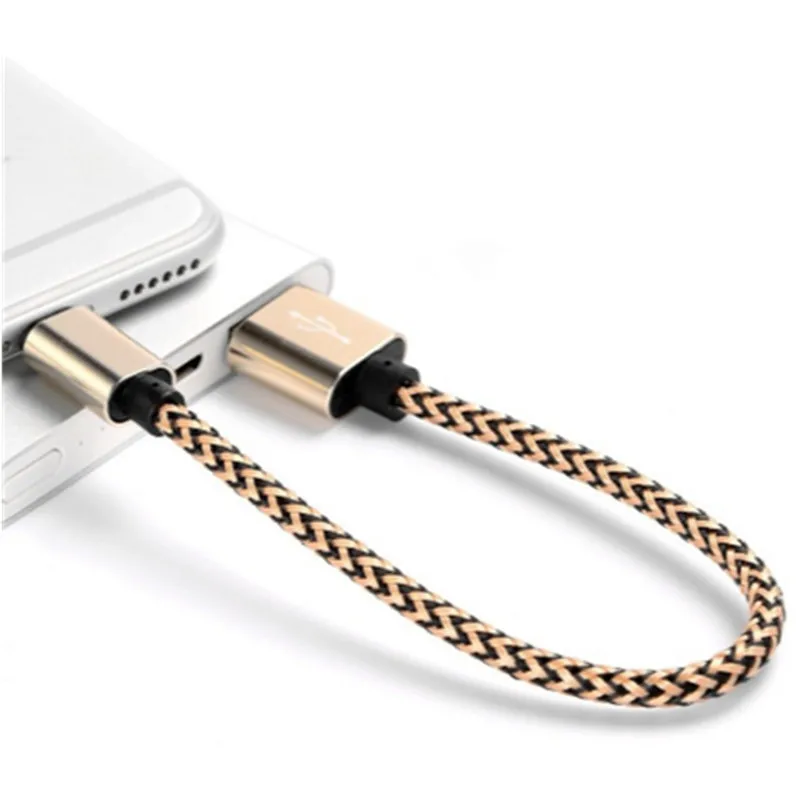

1PC Wire Very Fast 25cm Nylon Charging Short Micro USB Cable Data Mobile Phone Charger Microusb Cord Charge for Samsung Android