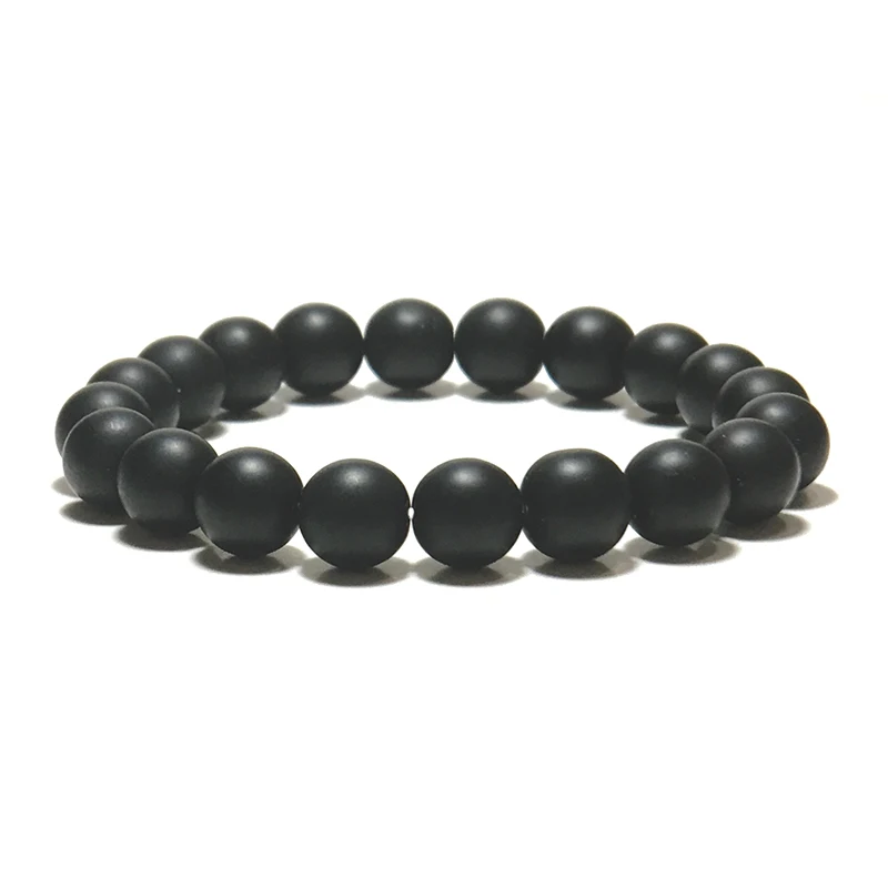 Noter Natural Matte Bracelet Stone Men 4mm 6mm 8mm 10mm 12mm Round Onyx Beaded Braslet Male Accessories Pulseira Husband Gift