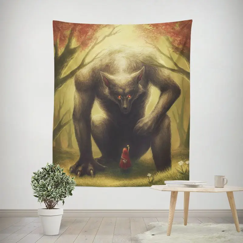 Nordic животного гобелен волк Лев стене висит арт Сова ковер с оленем одеяло домашний украшение для спальной Современный Настенный декор - Цвет: 2