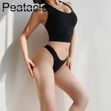 Peatacle 2 шт. спортивный зал Йога фитнес Нижнее белье удобные дышащие стринги женские бесшовные Невидимые T брюки с низкой талией