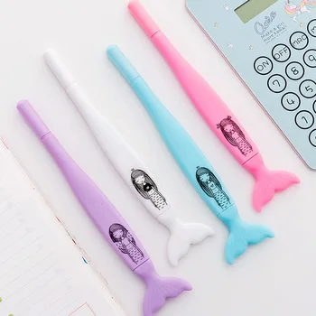 

New 2Pcs/Lot Cartoon Cute Girl Mermaid Fishtail Novelty New Creative Pen Gel Pen Office School Gift Stationery Pen
