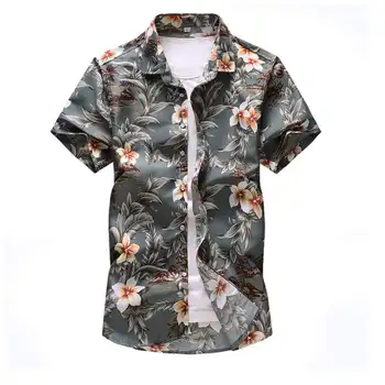 

2019 new Men Shirt Summer Style Print Beach Hawaiian Shirt Men Casual Short Sleeve Hawaii Shirt Chemise Homme Asian Size 7XL