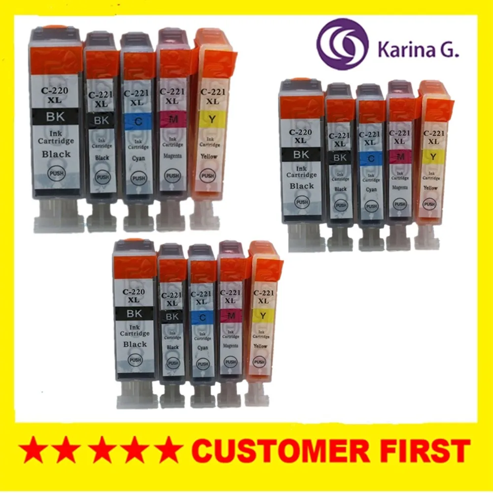 

15X for PGI-220 PGI220 CLI-221 PGI 220 CLI 221 Ink Cartridges For Canon IP3600 IP4600 4700 mp540 980 MP640 MP640R MP980 Printer