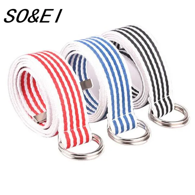 

SOEI Fashion Double Buckle Nylon Canvas Belts For Women Mens Belt Off White And Blue Color Designer Unisex Belts Of High Quality
