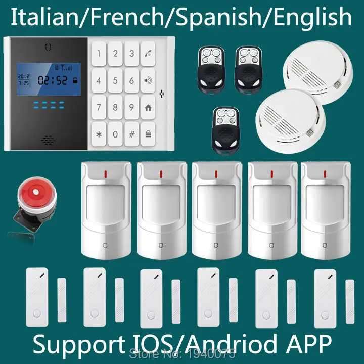 

New Wireless/wired GSM Voice Home Security Burglar Android IOS Alarm System Auto Dialing Dialer SMS Call Remote control setting