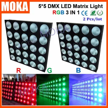 

2PCS/LOT IP Rating 20 800W RGB 3 IN 1 5x5 Matrix Stage Light 30Wx25Pcs Lamps Nightclub Event Show Projector