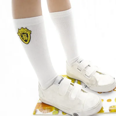 

2015 kids knee high socks cotton knee socks baby girls boys chaussettes enfant preppy style solid candy color boots socks