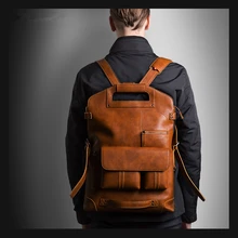 New Leather Backpacks Men Laptop Designer Backpack Large Capacity Business Shoulder Bag Men Motorcycle Computer Daypacks Mochila