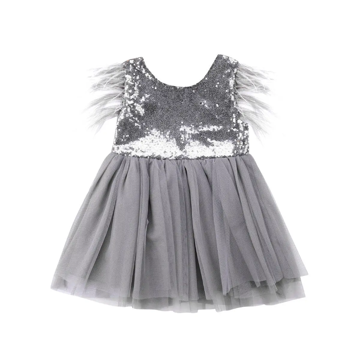 

2018 New Brand Kids Baby Girls Princess Tutu Dress Sequined Lace V-Back Party Pageant Bridesmaid Tulle Dresses